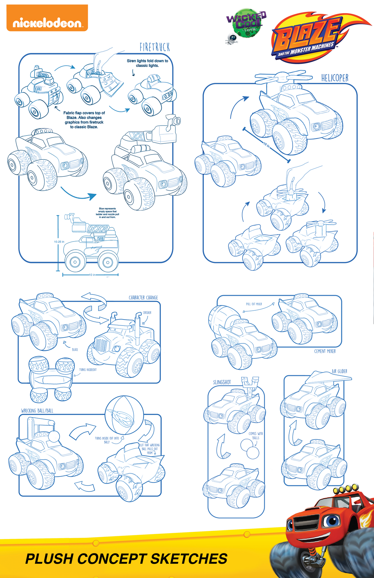 Blaze plush concept sketches